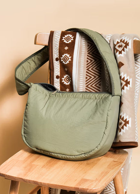 Khaki өргөн оосортой цүнх