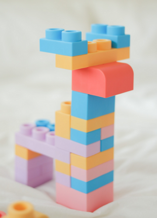 Bearvely Пастель өнгийн зөөлөн блок тоглоом 89ш+хадгалах хайрцаг